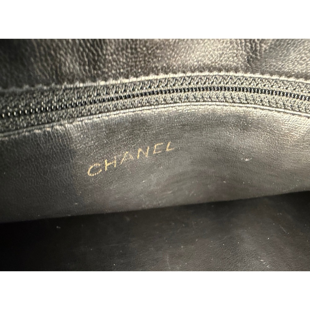CHANEL Vintage Black Caviar Leather CC Shoulder Tote Bag Gold Hardware - Picture 12 of 15